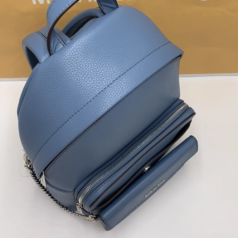 MICHAEL KORS Maisie Medium Pebbled Leather 2-in-1 Backpack DENIM COLOR - Picture 11 of 16